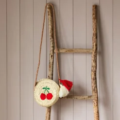 Graham & Green Bags<Cherry Embroidered Round Crossbody Handbag