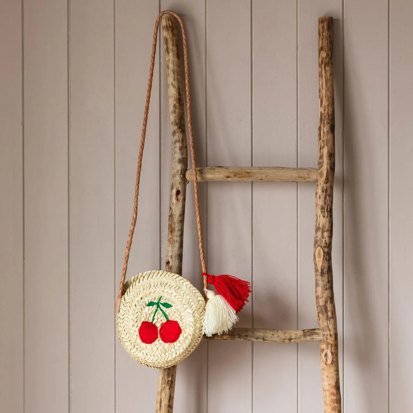Graham & Green Bags<Cherry Embroidered Round Crossbody Handbag