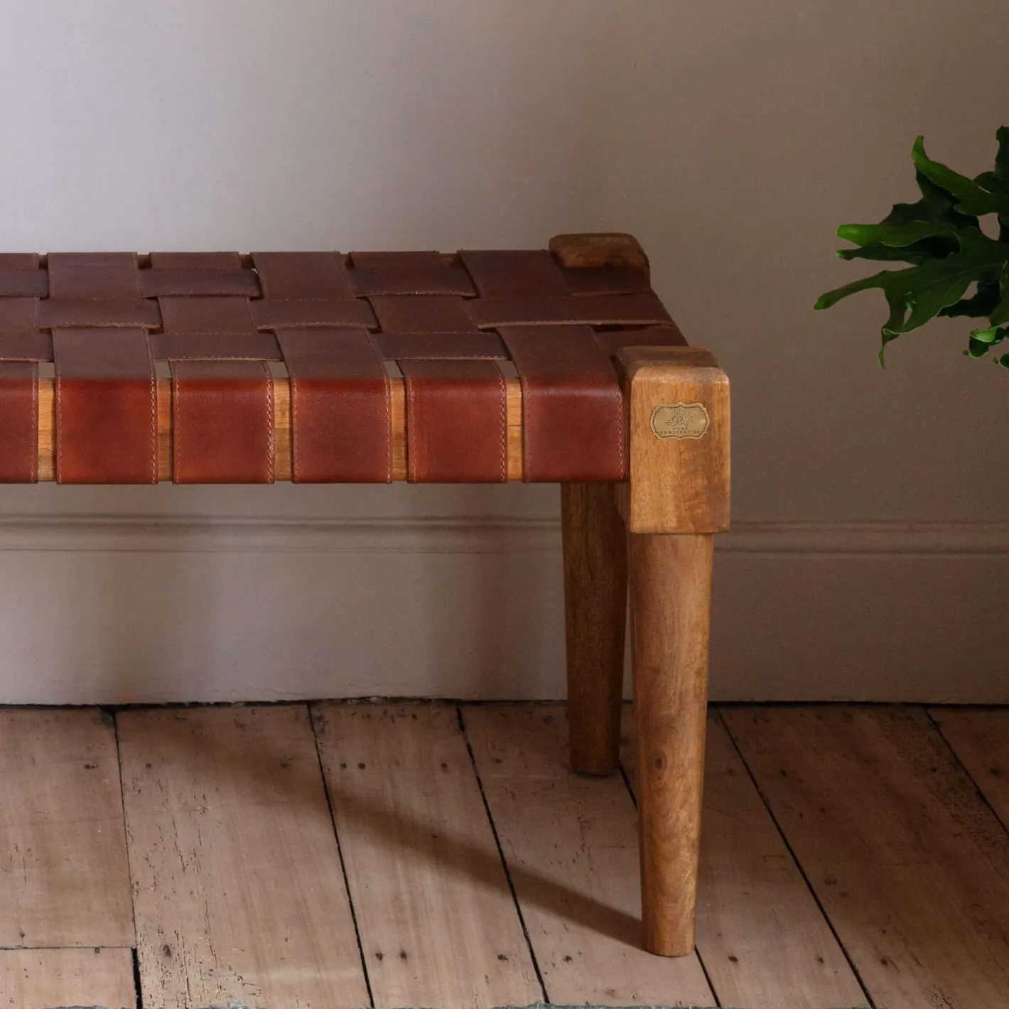 Graham & Green Benches & Ottomans|Ottomans & Benches<Chester Woven Leather Bench