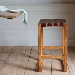 Graham & Green Stools<Chester Woven Leather Kitchen Stool