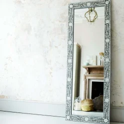 Graham & Green Floor Standing Mirrors|Rectangular Mirrors<Classic Grey Mother of Pearl Floor Mirror