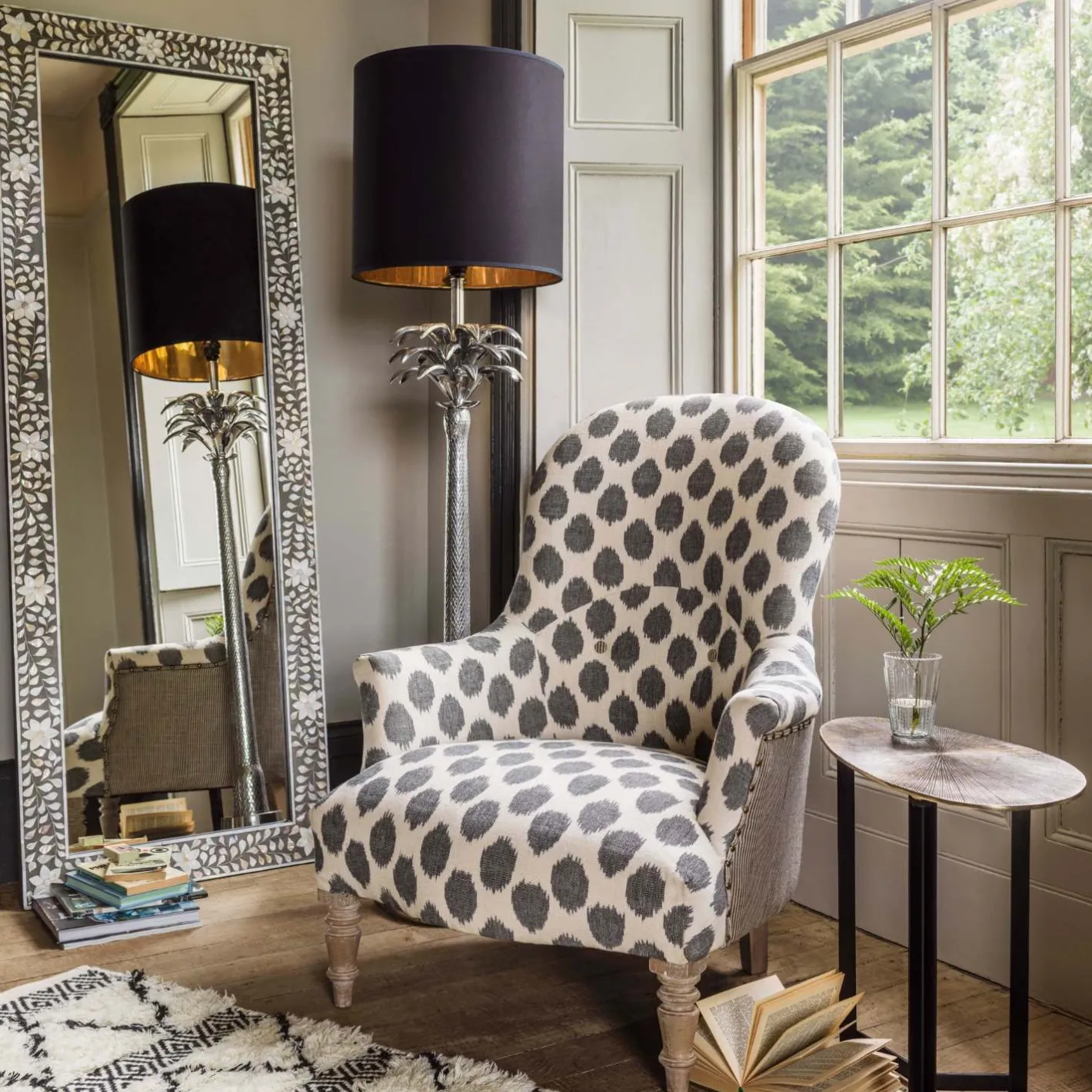 Graham & Green Floor Standing Mirrors|Rectangular Mirrors<Classic Grey Mother of Pearl Floor Mirror