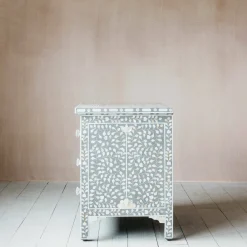 Graham & Green Chests Of Drawers|Chests Of Drawers<Classic Grey Mother of Pearl Large Bedside Table