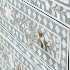 Graham & Green Chests Of Drawers|Chests Of Drawers<Classic Grey Mother of Pearl Large Bedside Table