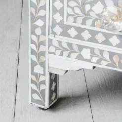 Graham & Green Chests Of Drawers|Chests Of Drawers<Classic Grey Mother of Pearl Large Bedside Table