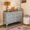 Graham & Green Chests Of Drawers|Chests Of Drawers<Classic Grey Mother of Pearl Small Double Chest of Drawers