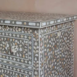Graham & Green Chests Of Drawers|Chests Of Drawers<Classic Grey Mother of Pearl Small Double Chest of Drawers