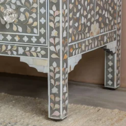 Graham & Green Chests Of Drawers|Chests Of Drawers<Classic Grey Mother of Pearl Small Double Chest of Drawers