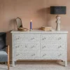 Graham & Green Chests Of Drawers|Chests Of Drawers<Classic White Mother of Pearl Small Double Chest of Drawers