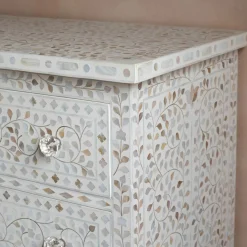 Graham & Green Chests Of Drawers|Chests Of Drawers<Classic White Mother of Pearl Small Double Chest of Drawers