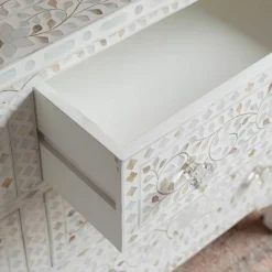 Graham & Green Chests Of Drawers|Chests Of Drawers<Classic White Mother of Pearl Small Double Chest of Drawers