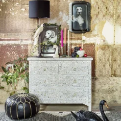Graham & Green Chests Of Drawers|Chests Of Drawers<Classic White Mother of Pearl Chest of Drawers