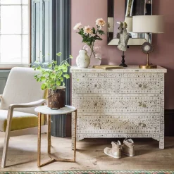 Graham & Green Chests Of Drawers|Chests Of Drawers<Classic White Mother of Pearl Chest of Drawers