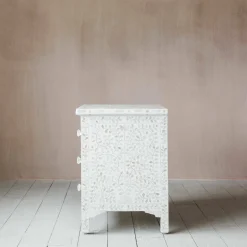 Graham & Green Chests Of Drawers|Chests Of Drawers<Classic White Mother of Pearl Large Bedside Table