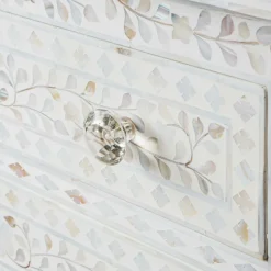 Graham & Green Chests Of Drawers|Chests Of Drawers<Classic White Mother of Pearl Large Bedside Table