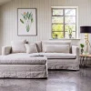 Graham & Green Ready To Go Sofas<Clementine Natural Belgian Linen Three Seater Sofa