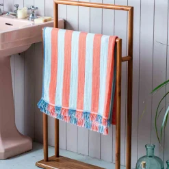 Graham & Green Bathroom Accessories<Coral Pop Stripe Turkish Beach Towel Wrap