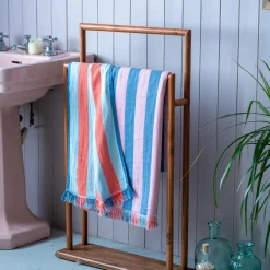 Graham & Green Bathroom Accessories<Coral Pop Stripe Turkish Beach Towel Wrap