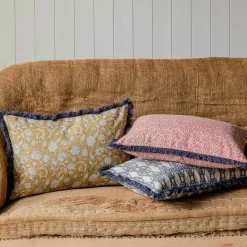 Graham & Green Sofa Cushions|Cushions<Cotton Block Printed Rectangular Cushions with tassel trim