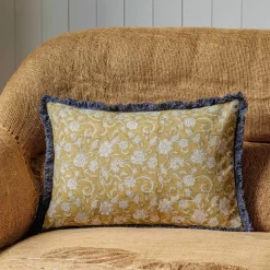 Graham & Green Sofa Cushions|Cushions<Cotton Block Printed Rectangular Cushions with tassel trim