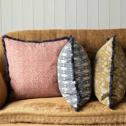 Graham & Green Sofa Cushions|Cushions<Cotton Block Printed Square Cushions with tassel trim