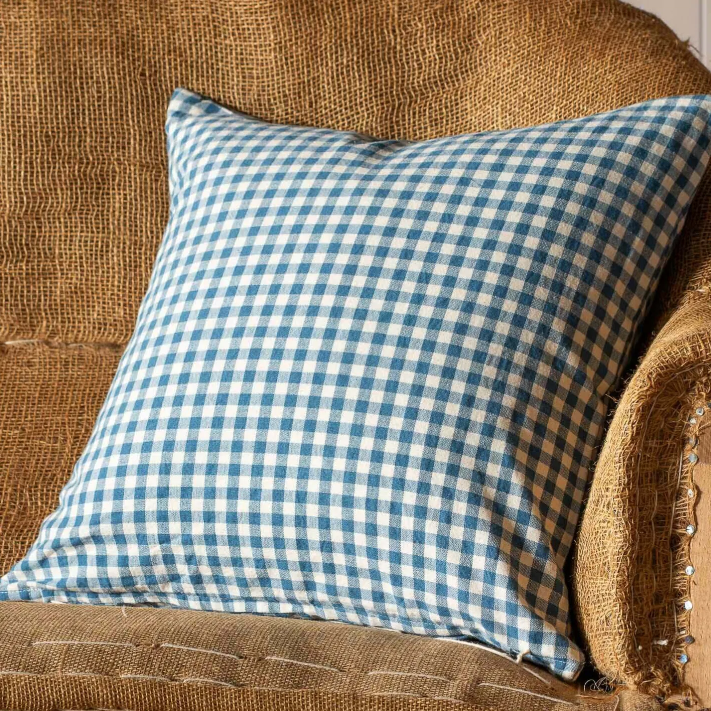 Graham & Green Sofa Cushions|Cushions<Dark Blue Gingham Square Cushion