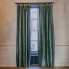 Graham & Green Curtains & Curtain Ties<Dark Sage Velvet Single Curtains