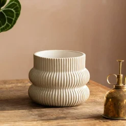 Graham & Green Vases & Plant Pots<Distressed White Fluted Plant Pots
