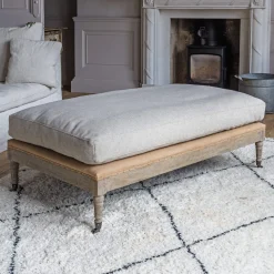 Graham & Green Benches & Ottomans|Ottomans & Benches<Duke Natural Linen Ottoman
