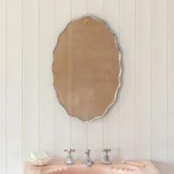 Graham & Green Bathroom Mirrors|Bathroom Mirrors<Durley Scalloped Oval Wall Mirror