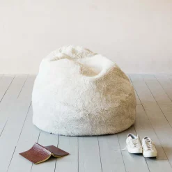 Graham & Green Pouffes & Beanbags|Pouffes & Bean Bags<Eggshell Curly Sheepskin Beanbag