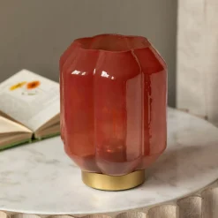 Graham & Green Table Lamps<Emaline Small Red and Gold LED Table Lamp