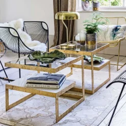 Graham & Green Coffee Tables|Side Tables<Estere Gold and Marble Side Table