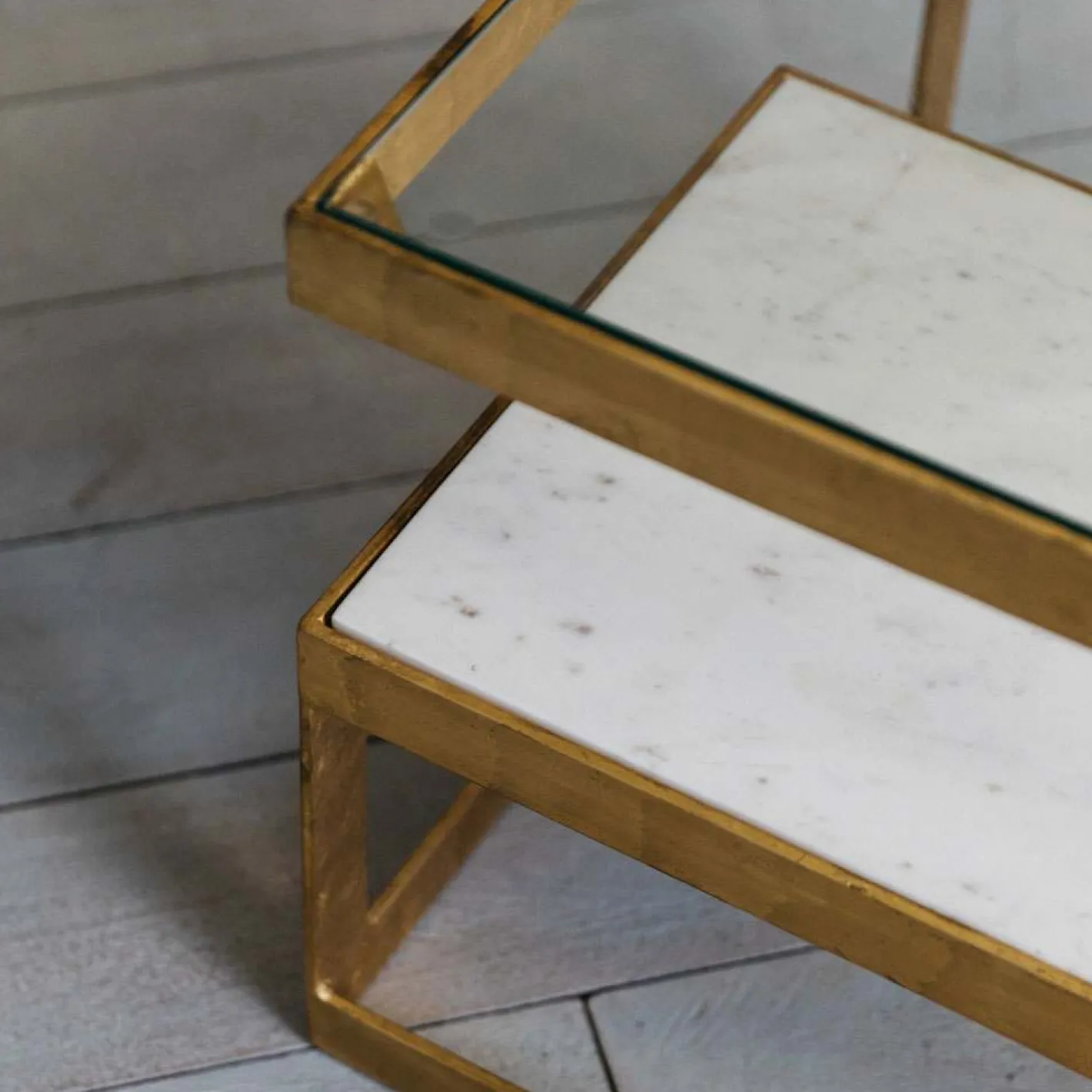 Graham & Green Coffee Tables|Side Tables<Estere Gold and Marble Side Table