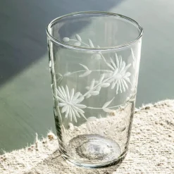Graham & Green Outdoor Dining|Glassware<Etched Floral Glass Tumbler