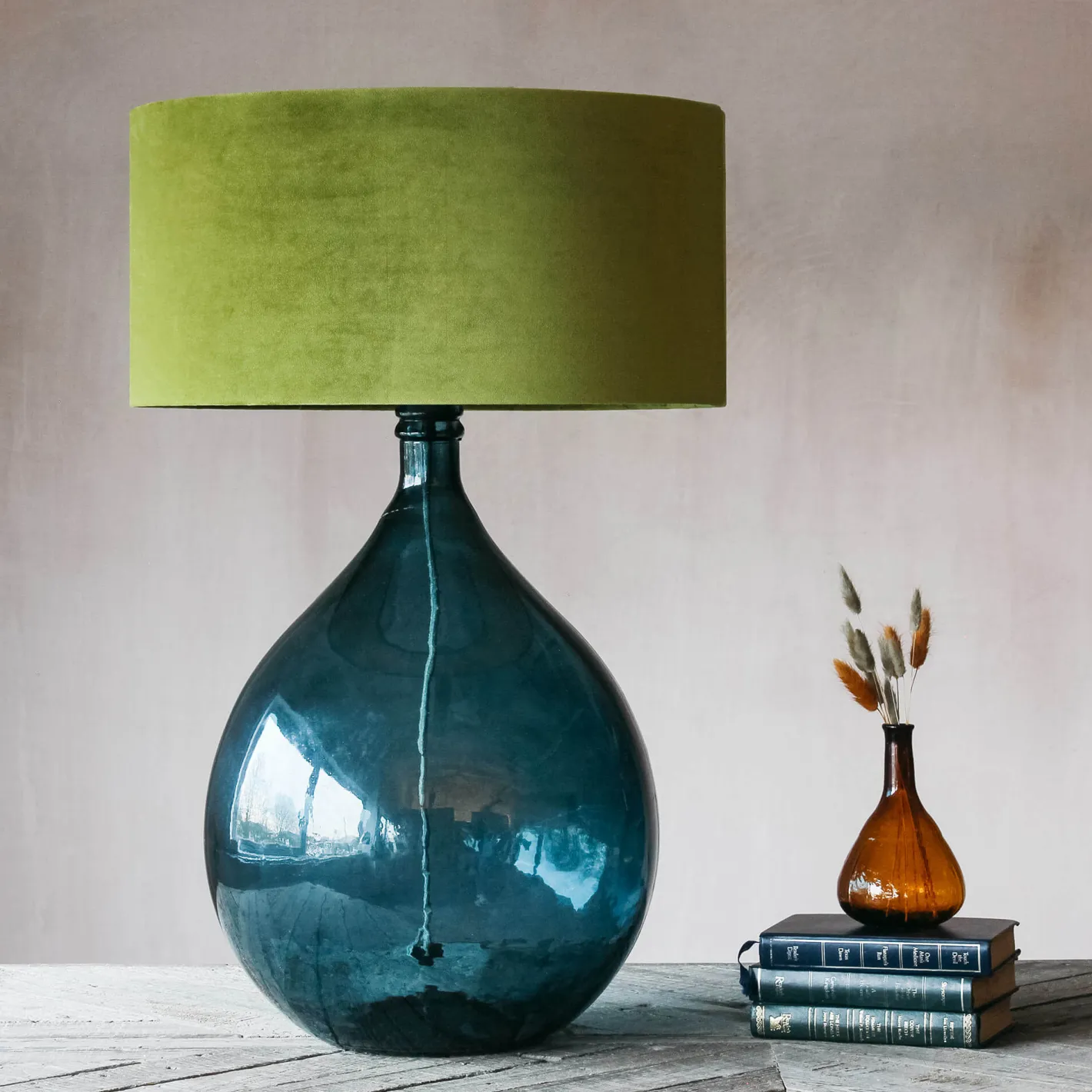 Graham & Green Table Lamps<Extra Large Round Blue Glass Lamp