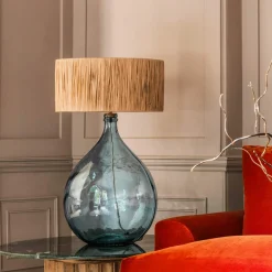 Graham & Green Table Lamps<Extra Large Round Light Blue Glass Lamp