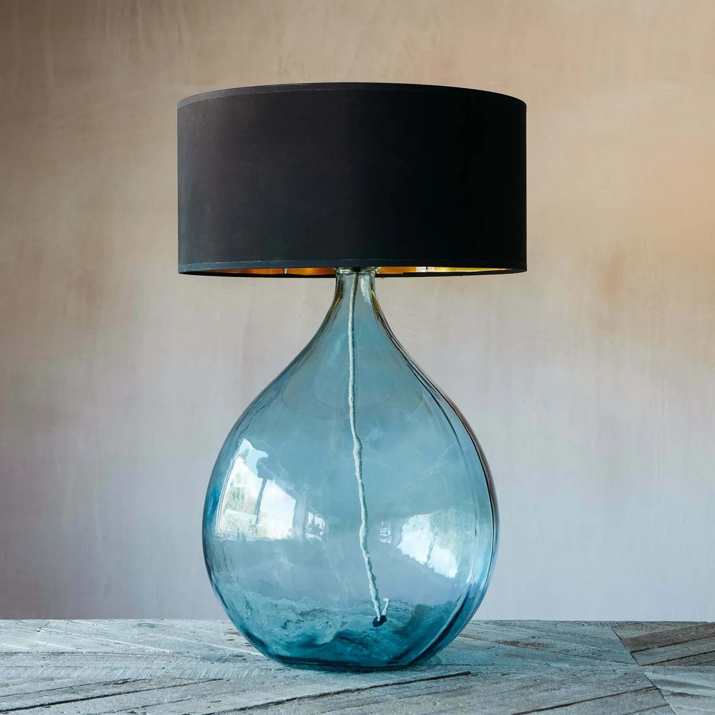 Graham & Green Table Lamps<Extra Large Round Light Blue Glass Lamp