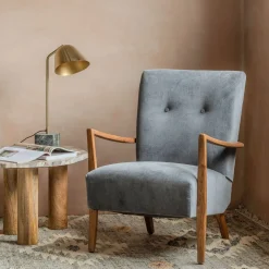 Graham & Green Armchairs<Fitzroy Grey Velvet Armchair