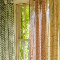 Graham & Green Curtains & Curtain Ties<Floral Block Printed Single Curtains