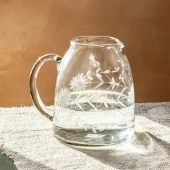 Graham & Green Outdoor Dining|Jugs & Carafes<Floral Etched Glass Jug