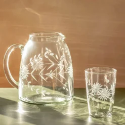 Graham & Green Outdoor Dining|Jugs & Carafes<Floral Etched Glass Jug