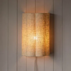 Graham & Green Wall Lights & Sconces<Fluted Natural Linen Wall Lamp