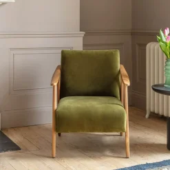 Graham & Green Armchairs<Gabe Olive Velvet Armchair
