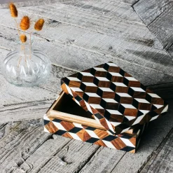 Graham & Green Decorative Accessories|Jewellery Boxes & Trinket Trays<Geometric Black and White Bone Box