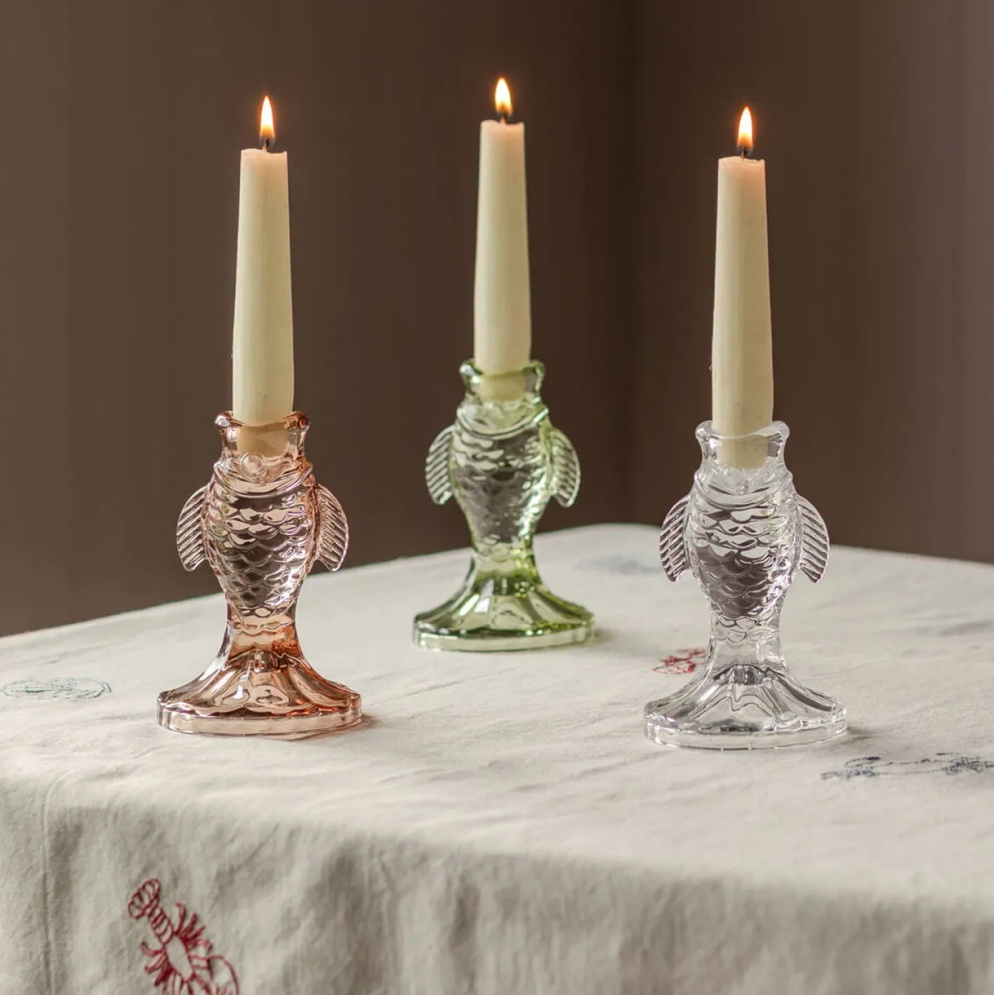 Graham & Green Candle Holders & Candles<Glass Fish Candle Holders