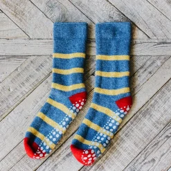 Graham & Green Loungewear<Gold and Blue Striped Slipper Socks