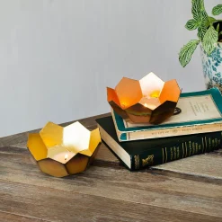 Graham & Green Candle Holders & Candles<Gold and Copper Lotus Tea Light Holder
