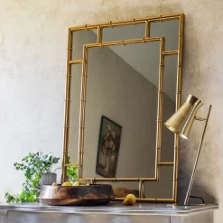 Graham & Green Overmantle Mirrors|Rectangular Mirrors<Gold Bamboo Mirror