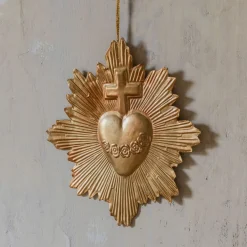 Graham & Green Decorative Accessories|Prints & Wall Art<Gold Heart and Cross Wall Decoration